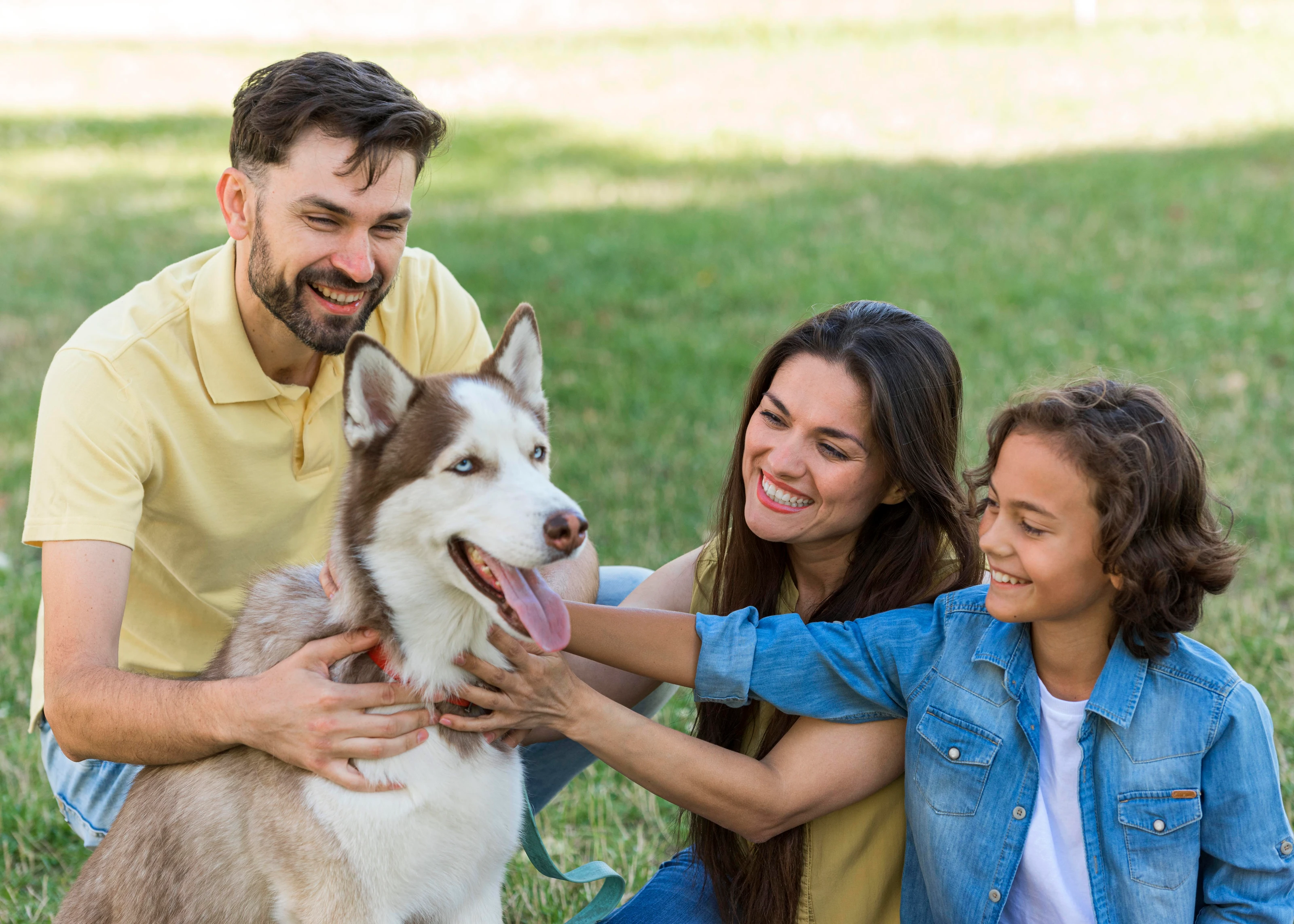 Happy Family and Husky