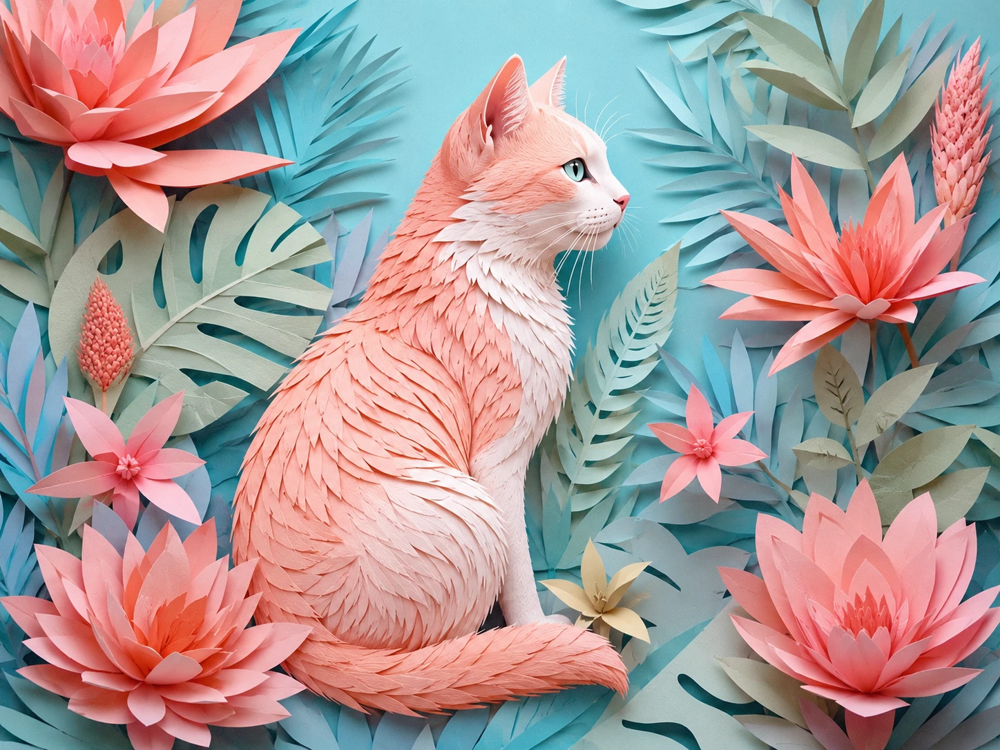 Paper Bloom Cat