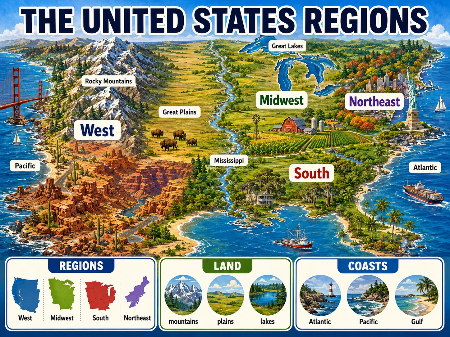 Map of American Regions Puzzle jigsaw puzzle