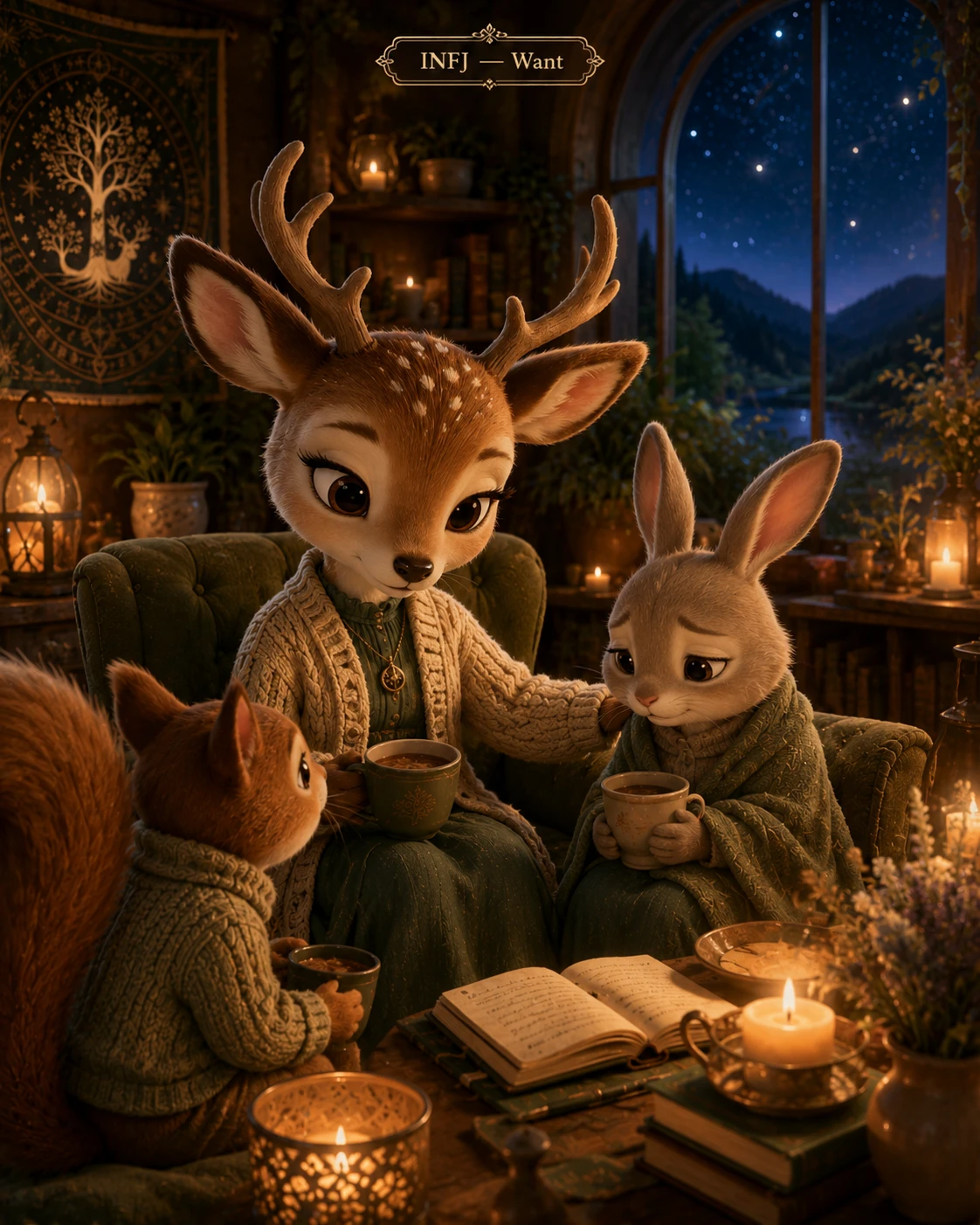 Deer Bunny and Squirrel Tea jigsaw puzzle