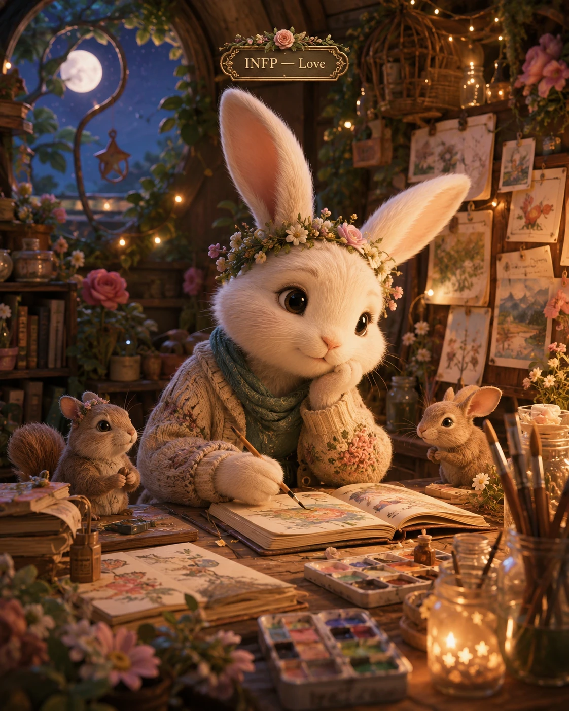 Fluffy Artist Rabbit Studio jigsaw puzzle