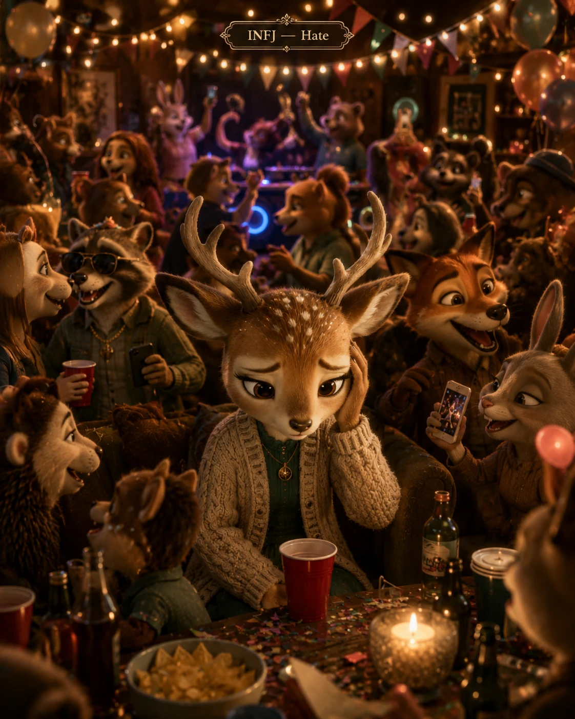 Party and a Pensive Deer jigsaw puzzle