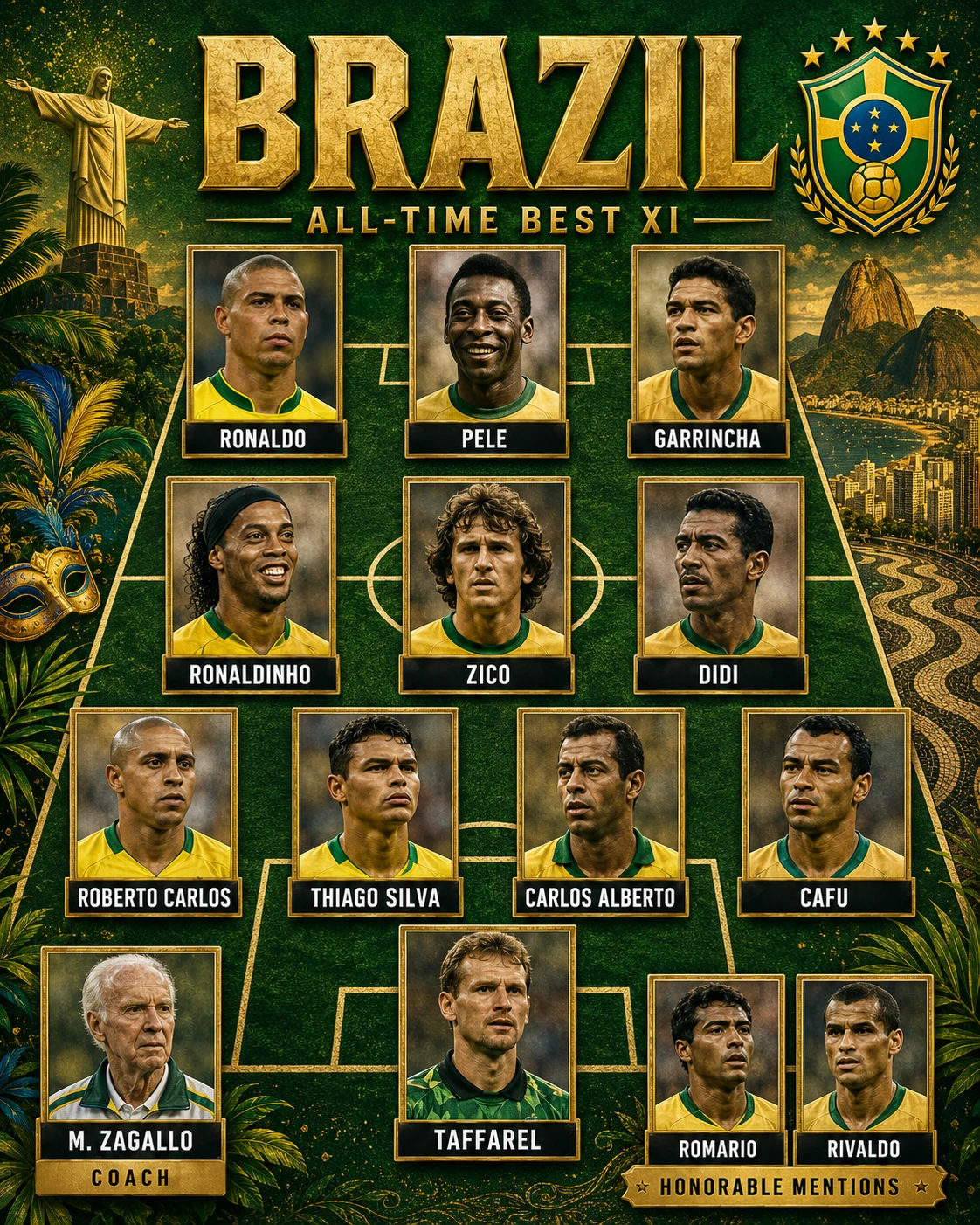 Brazilian Legends Football XI jigsaw puzzle