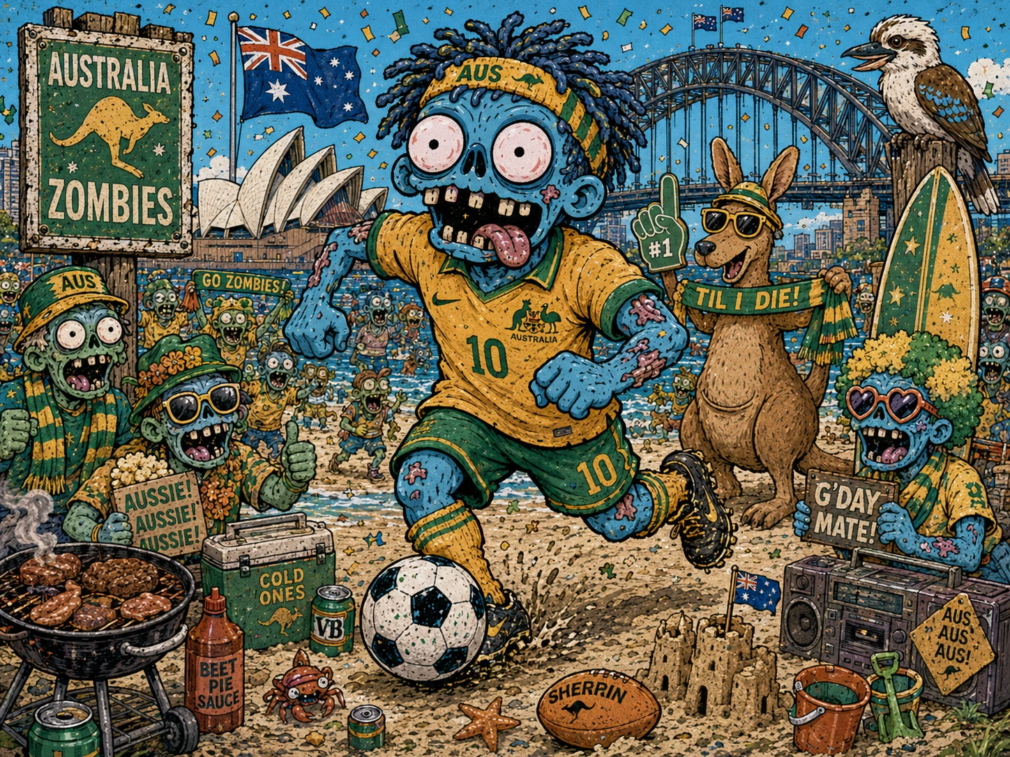 Aussie Zombie Beach Party jigsaw puzzle